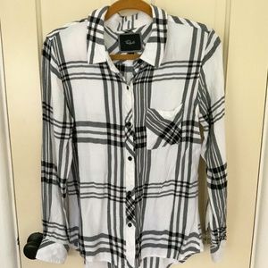 Rails Size M White Black Plaid Button Down Flannel